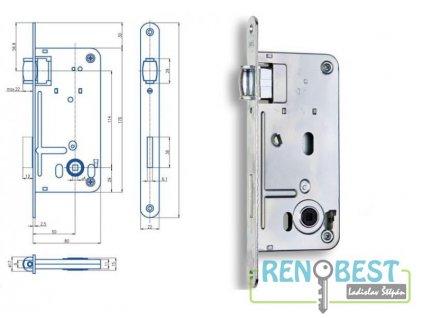 Zámek zadlabací 545, rozteč 90 mm, zádlab 80 mm