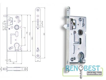 Zámek zadlabací K 106 A, rozteč 72 mm, zádlab 60 mm