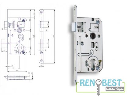 Zámek zadlabací K 133, rozteč 72 mm, zádlab 80 mm