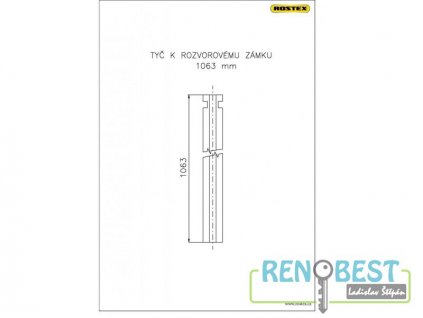 Tyč rozvorová 1063 mm k zámku ROSTEX 701 a 702