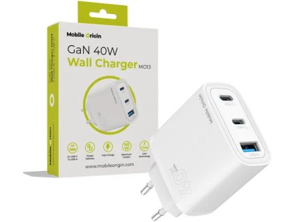 Mobile Origin GaN 40 W Wall Charger MO13 1 USB A + 2 USB C