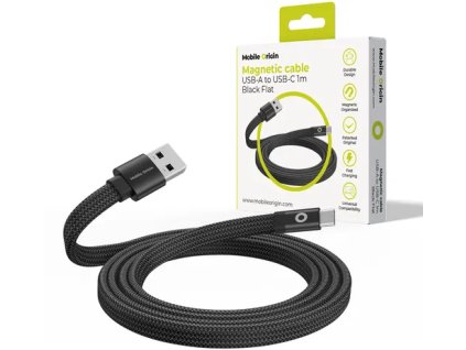 Mobile Origin Magnetic Flat Patented Original Cable USB A to USB C 1 m, Black