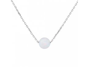 2244 2244 stribrny nahrdelnik kulicka 7 mm bily opal