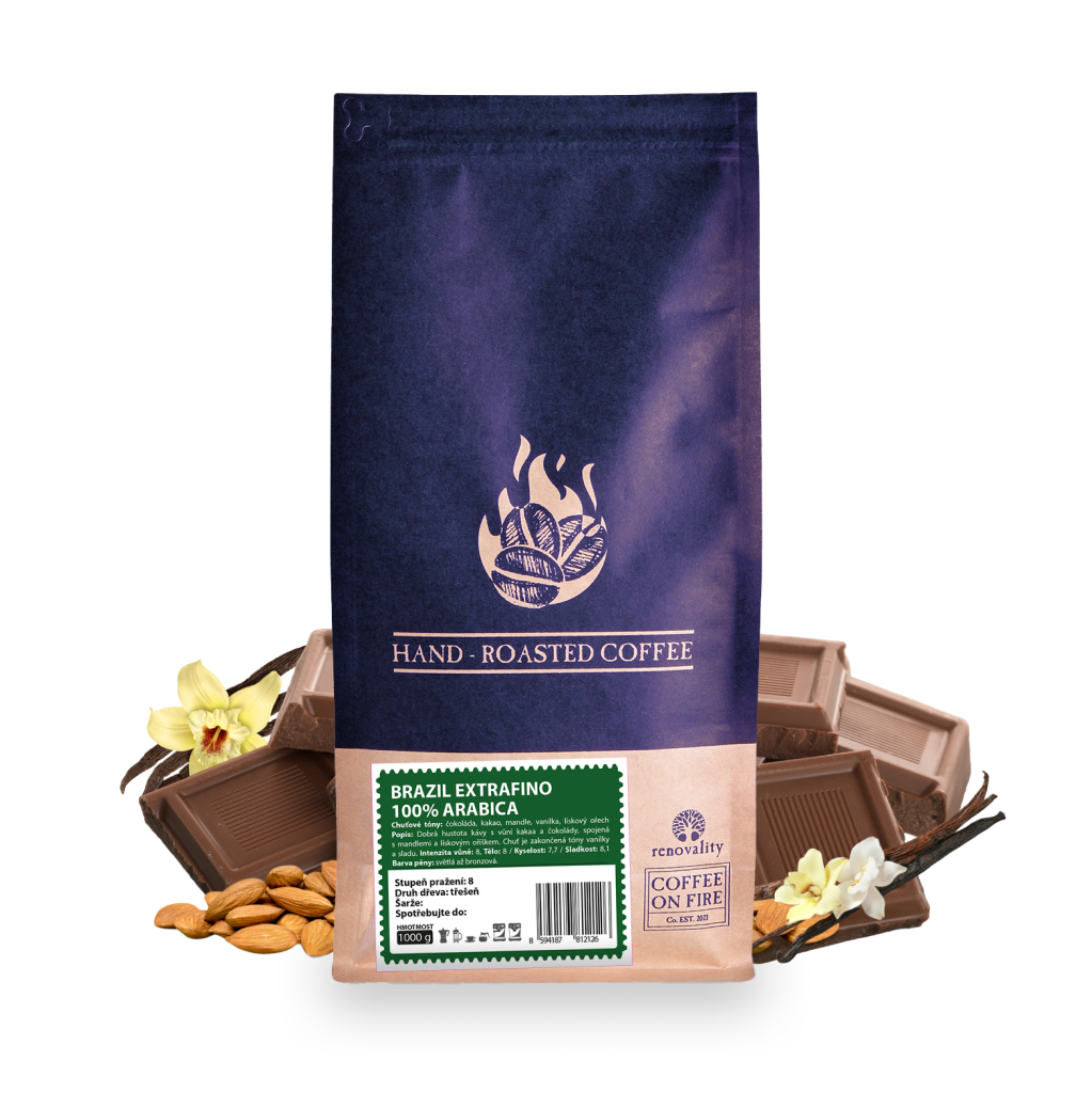 Coffee On Fire BRAZIL EXTRAFINO, 100% ARABICA - zrnková káva Velikost balení: zrnková káva 1000g