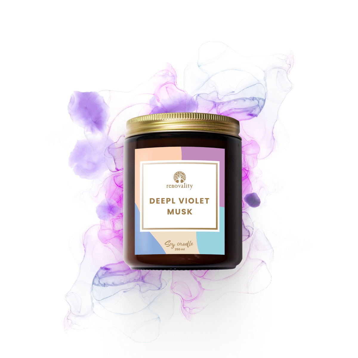Renovality Deep Violet Musk – sójová svíčka 250 ml