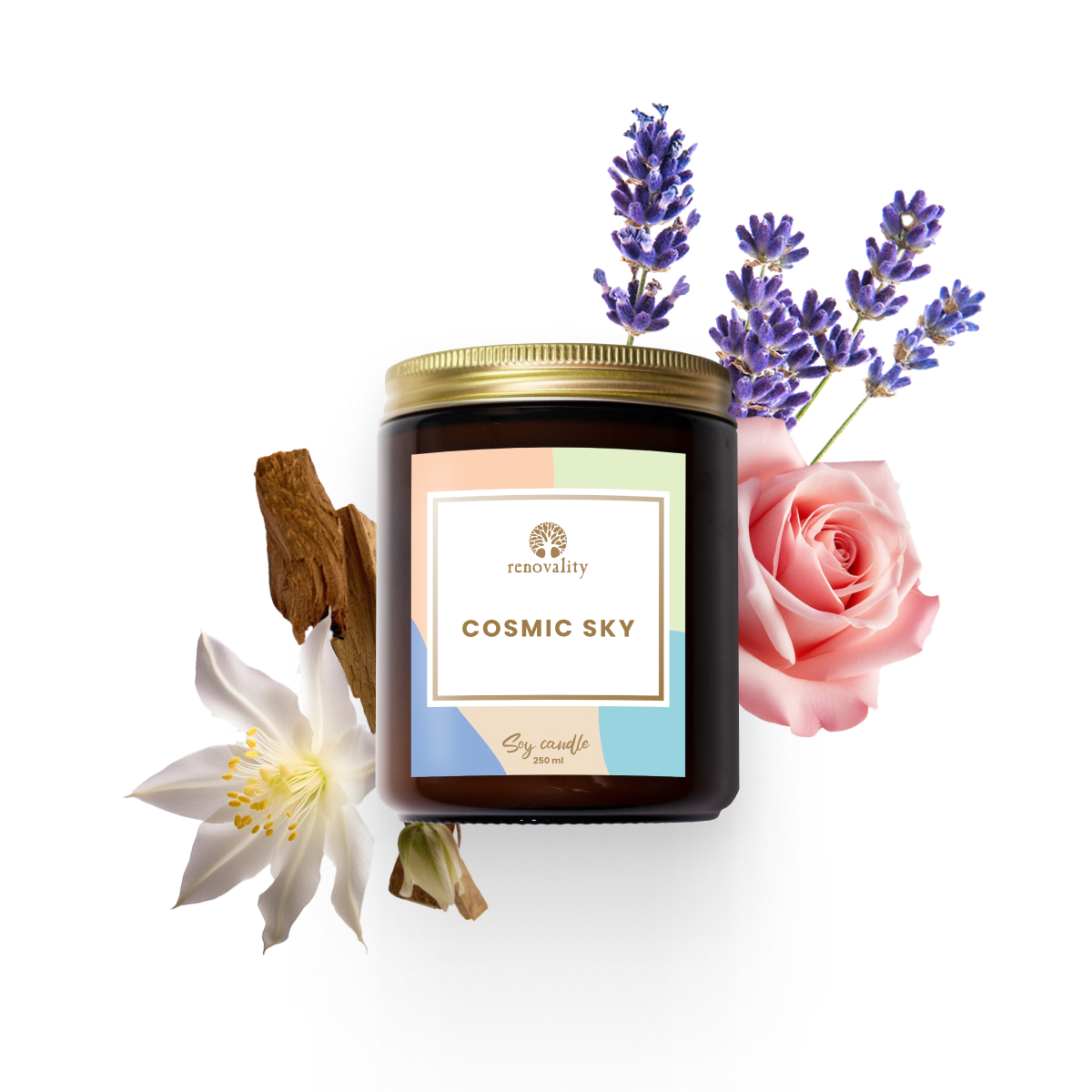 Renovality Cosmic Sky – sójová svíčka 250 ml