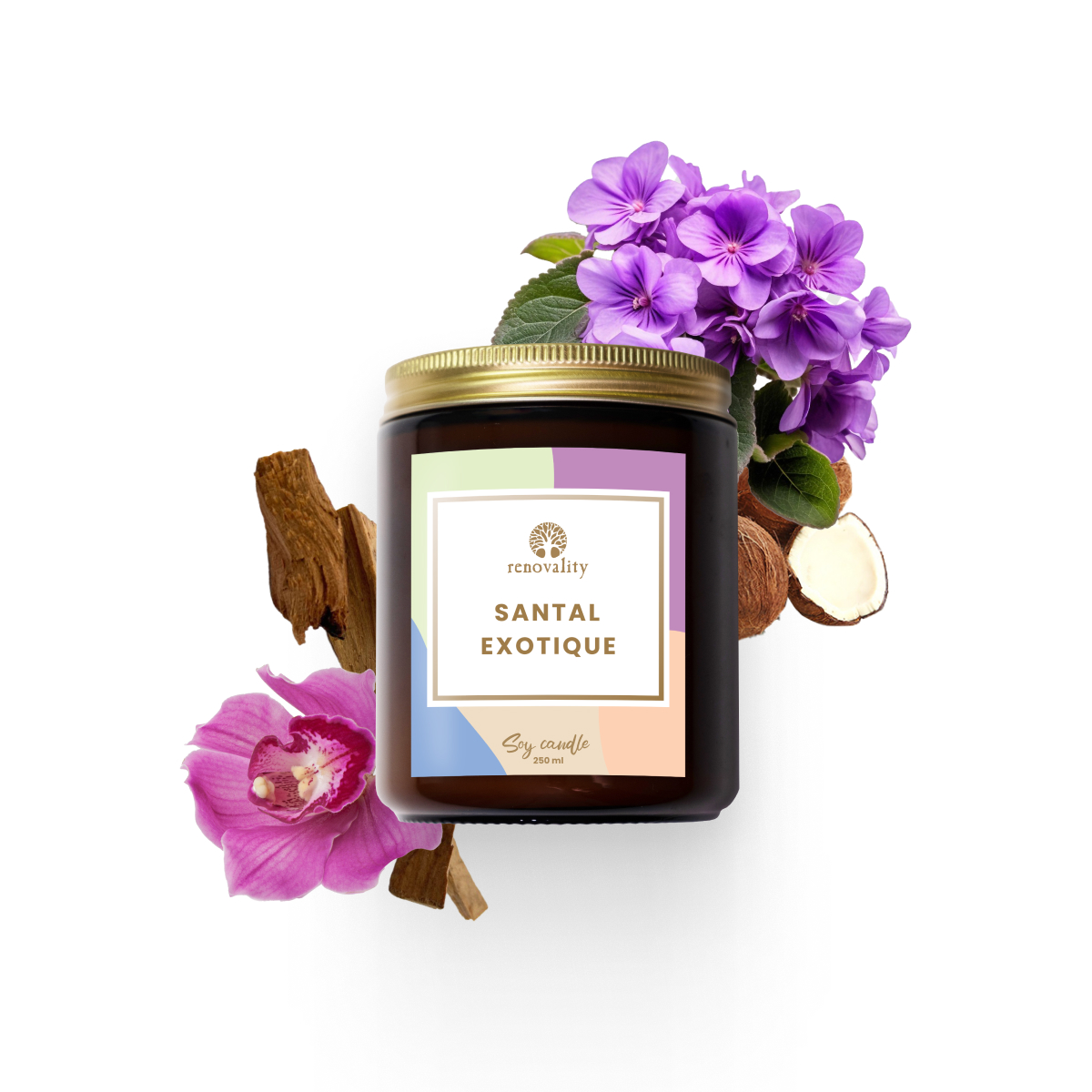 Renovality Santal Exotique  – sójová svíčka 250 ml