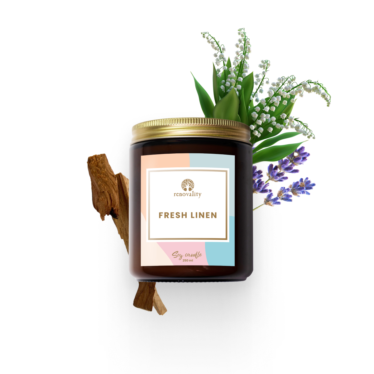 Renovality Fresh Linen  – sójová svíčka 250 ml