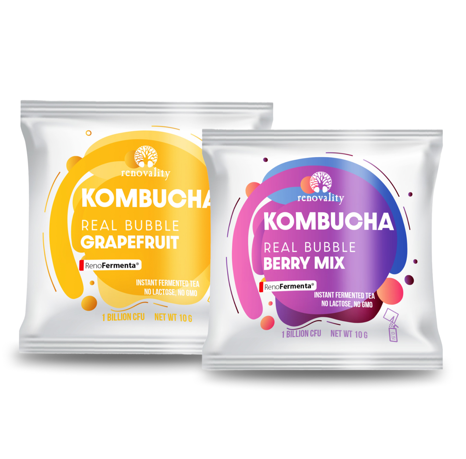 Renovality Kombucha Real Bubble Berry Mix + Grapefruit
