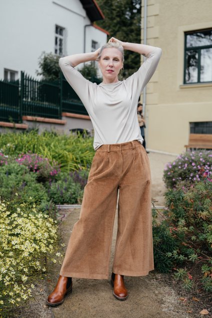 Reparáda manšestrové culottes hnědé