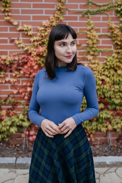 Žebrované tričko rolák Rue světle modré