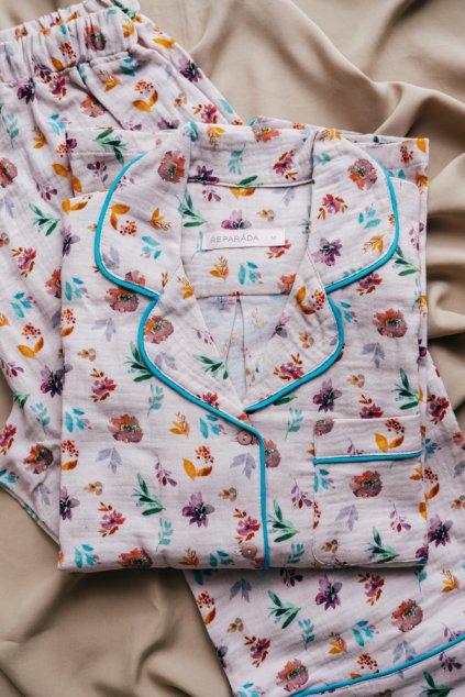 Reparada-mušelínové-pyžamo-tyrkys-kvítka