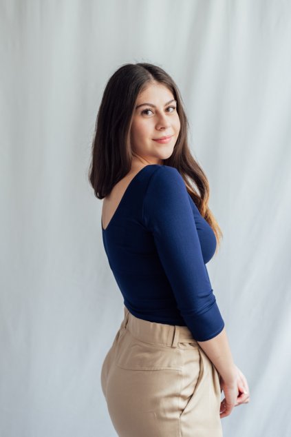 Bamboo tričko Dorothea s 3/4 rukávem tmavě modré