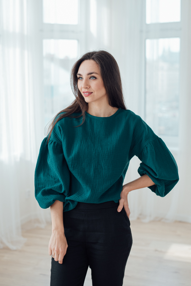 Levně Mušelínová halenka Coco nefritová