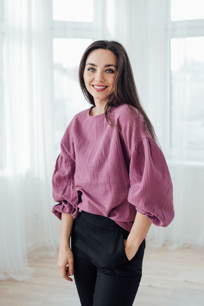 Levně Mušelínová halenka Coco mauve