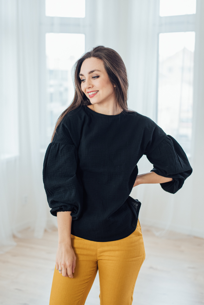 Levně Mušelínová halenka Coco černá