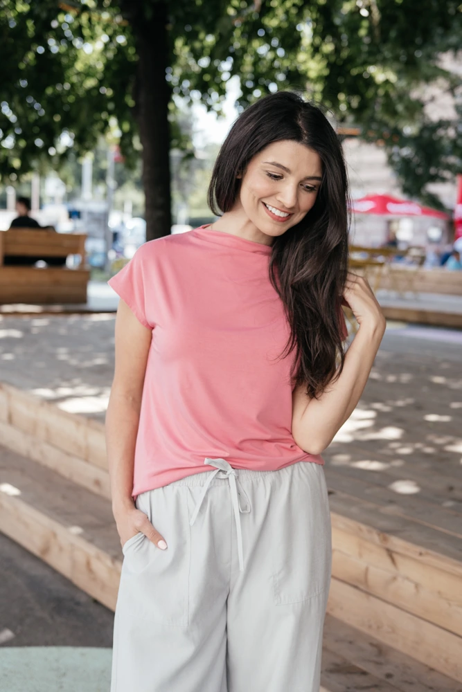 Bamboo tričko Aria s kr. rukávem růžové