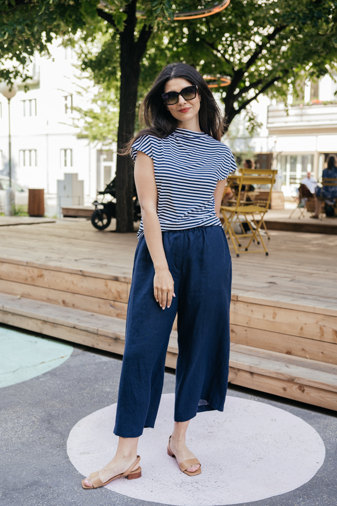 Bamboo tričko Aria s kr. rukávem modrobílý proužek