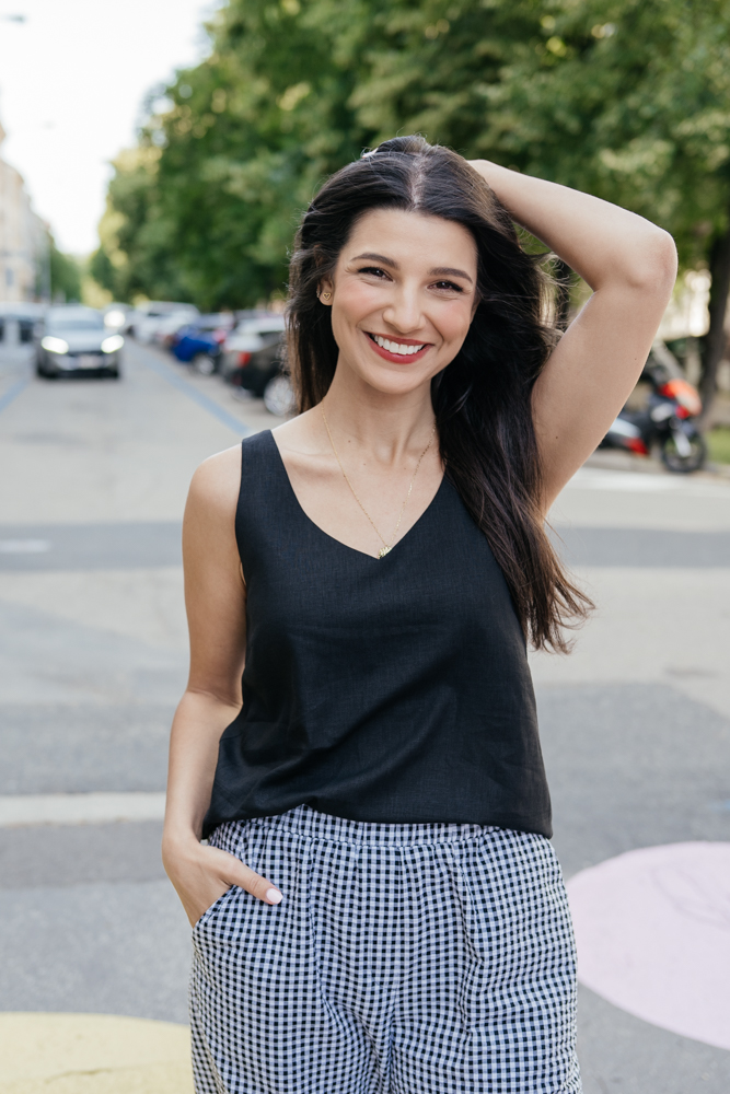 Levně Lněný top Elsie černý