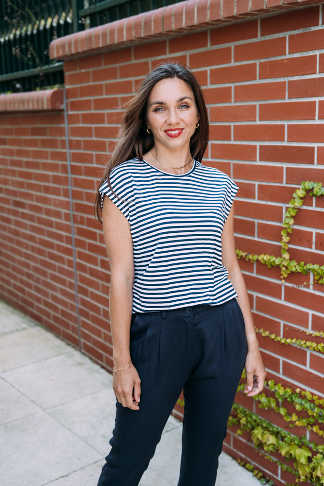 Bamboo tričko Ruby s kr. rukávem modrobílý proužek