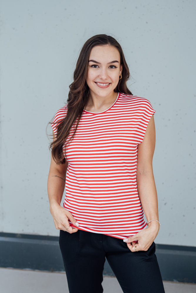 Bamboo tričko Ruby s kr. rukávem červenobílý proužek