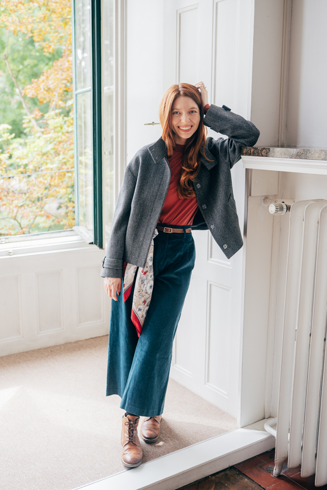 Culottes Michele silnější manšestr nefritový Velikost: XS
