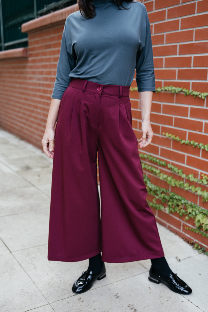 Levně Business culottes Michele vínové