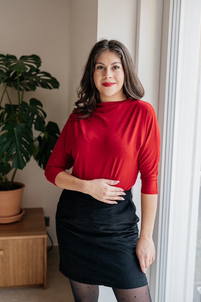 Bamboo tričko Aria s 3/4 rukávem červené