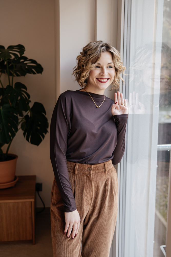 Bamboo tričko Aria s dl. rukávem hnědé