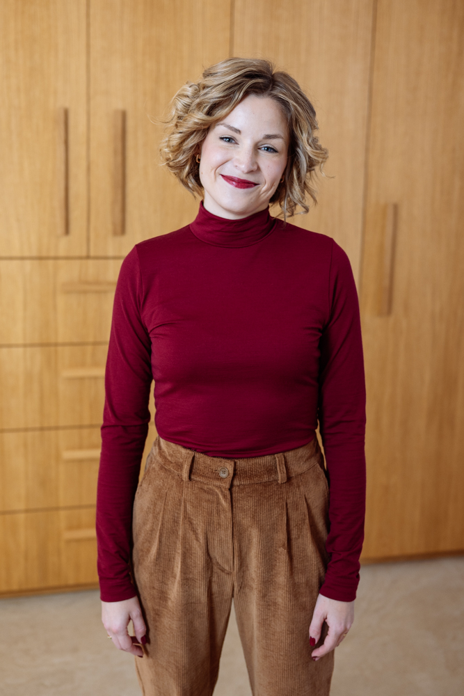 Merino rolák Astrid s dl. rukávem vínový
