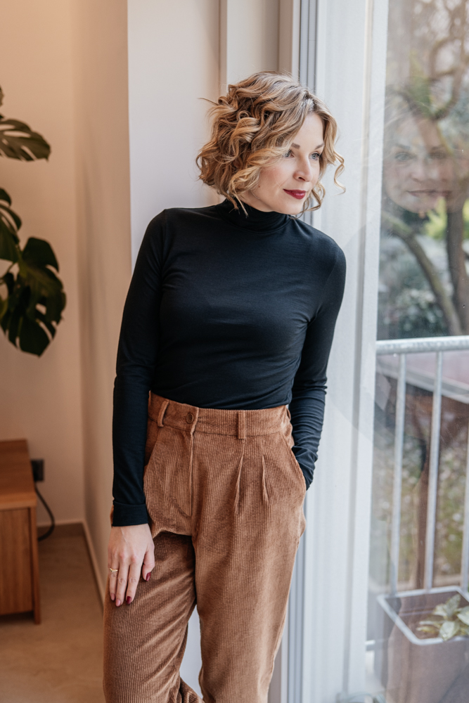 Merino rolák Astrid s dl. rukávem černý