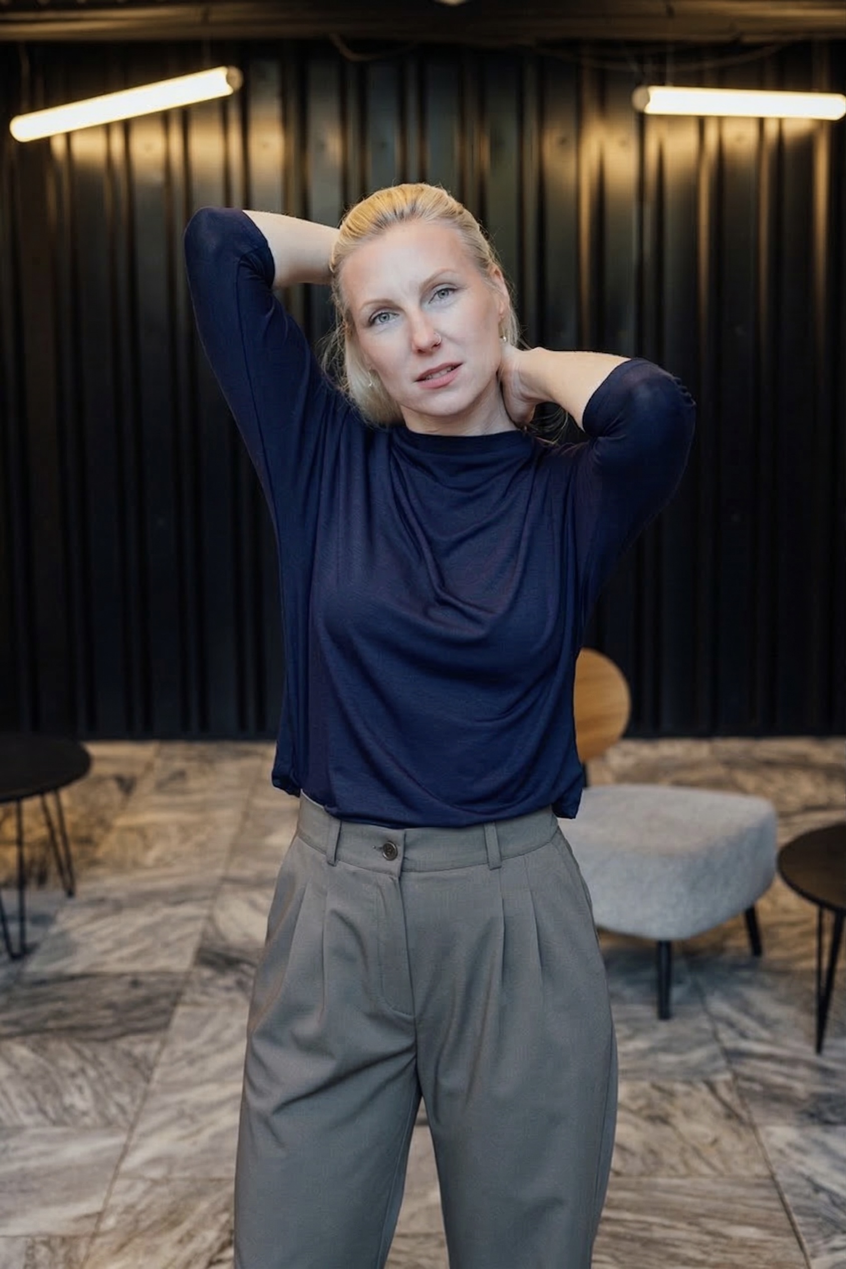 Bamboo tričko Aria s 3/4 rukávem tmavě modrá