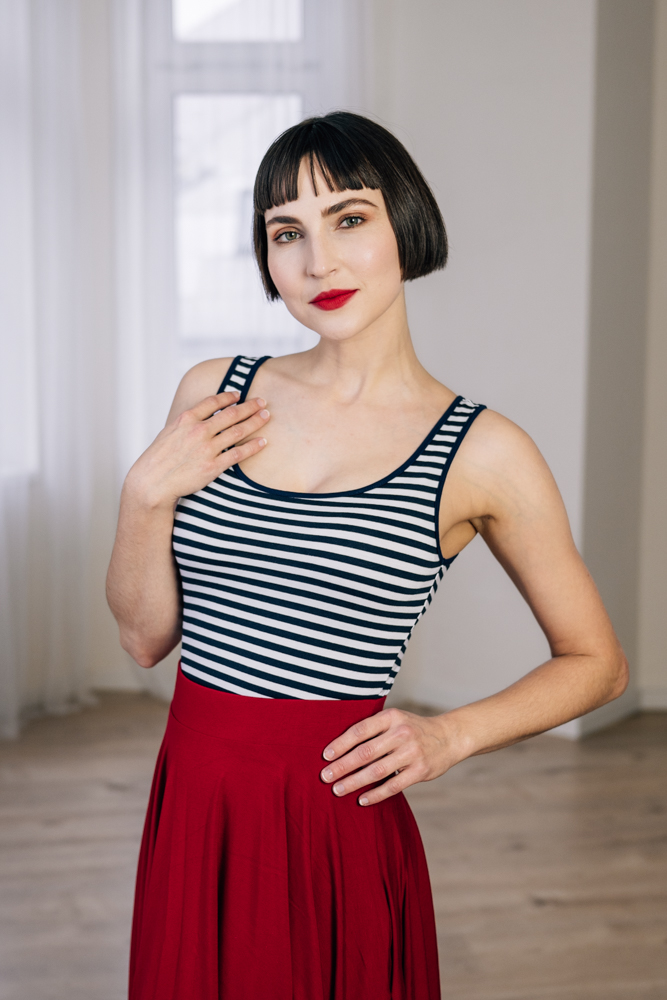 Bamboo tílko Marta modrobílý pruh