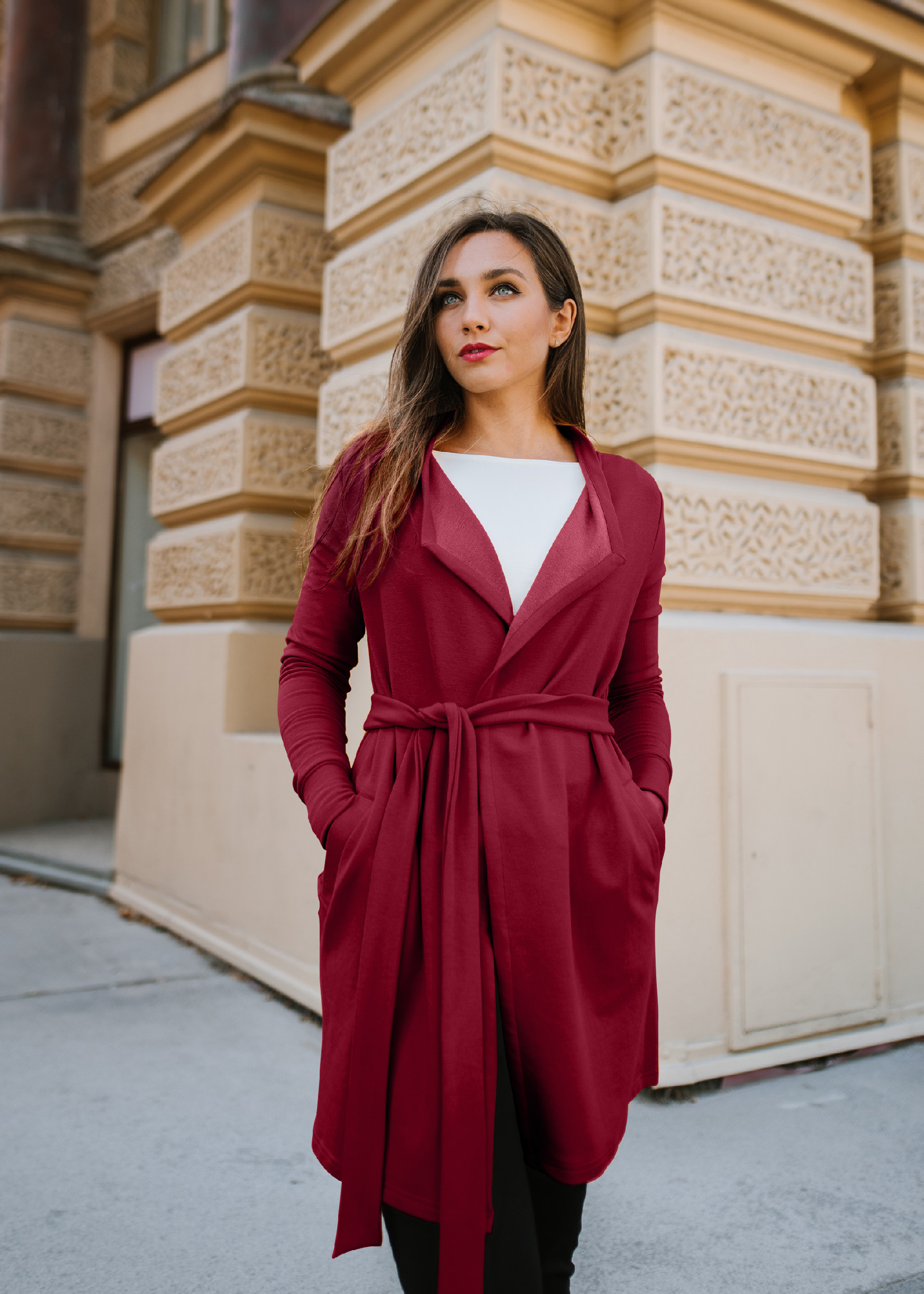 Levně Kardigan Mariana z bambusové teplákoviny bordó