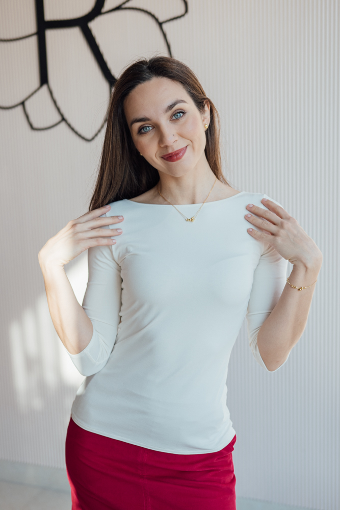 Levně Bamboo tričko Dorothea s 3/4 rukávem bílé