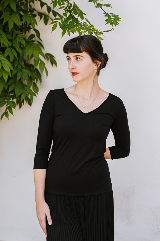 Levně Bamboo tričko Viktorie s 3/4 rukávem černé
