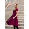 Šaty Osudová Odetta s kr. rukávem, nižší gramáž, vínová-bordó