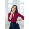 Bamboo tričko Odetta s 3/4 rukávem bordó-vínové