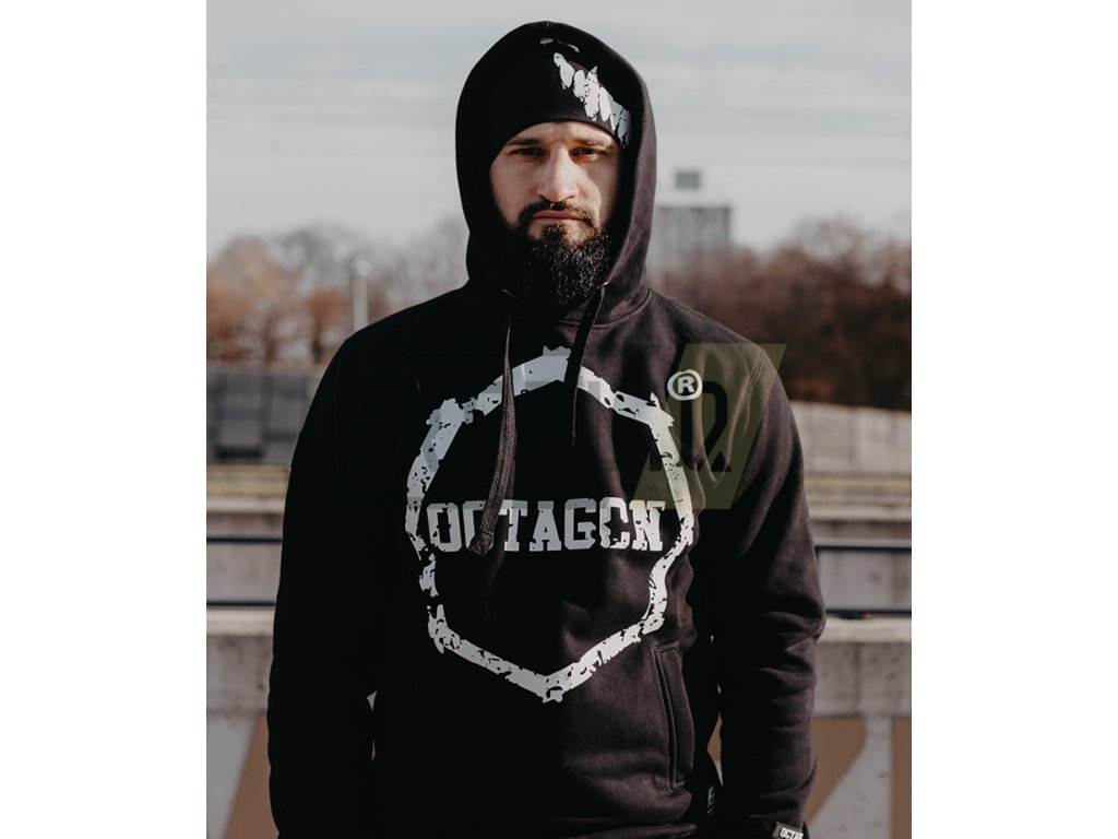 Pánská mikina OCTAGON Zuby černá s kapucí  + Doprava zdarma na další nákup