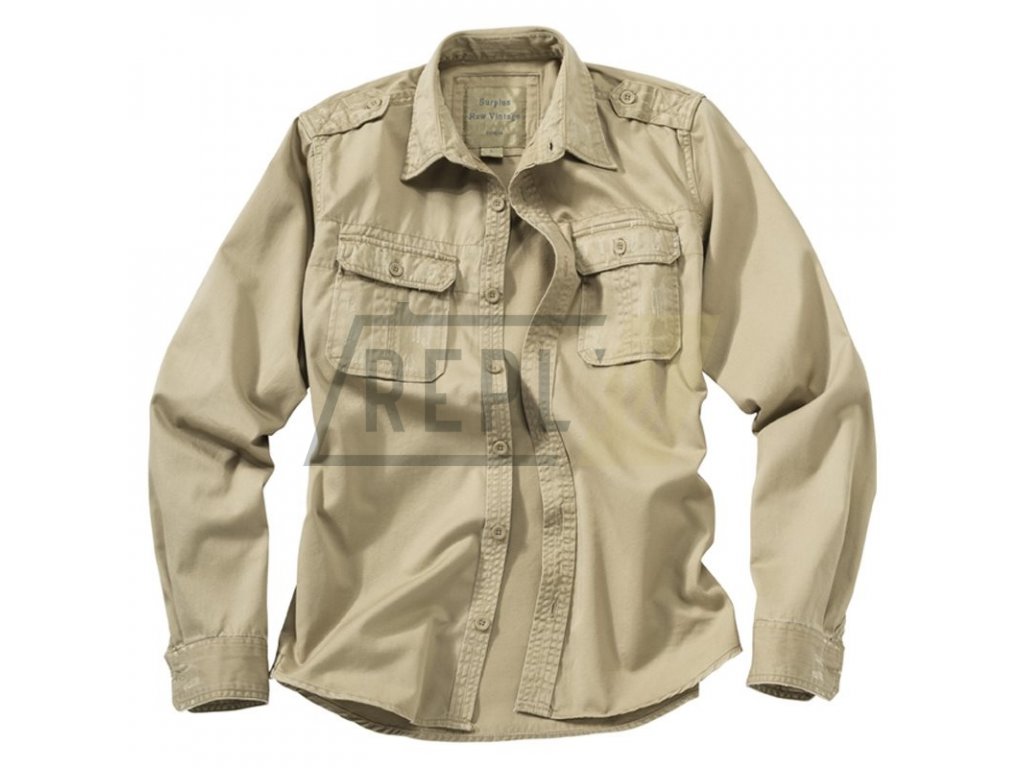Košile RAW VINTAGE s dlouhým rukávem KHAKI