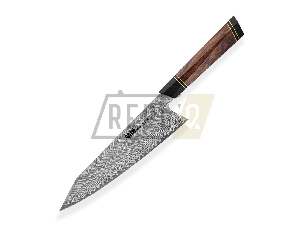 Damaškový kuchařský nůž Kiritsuke/Chef 215 mm Dellinger Octagonal Desert Iron Wood VG-10  + Sleva 200,- Kč s kódem "DELI200"