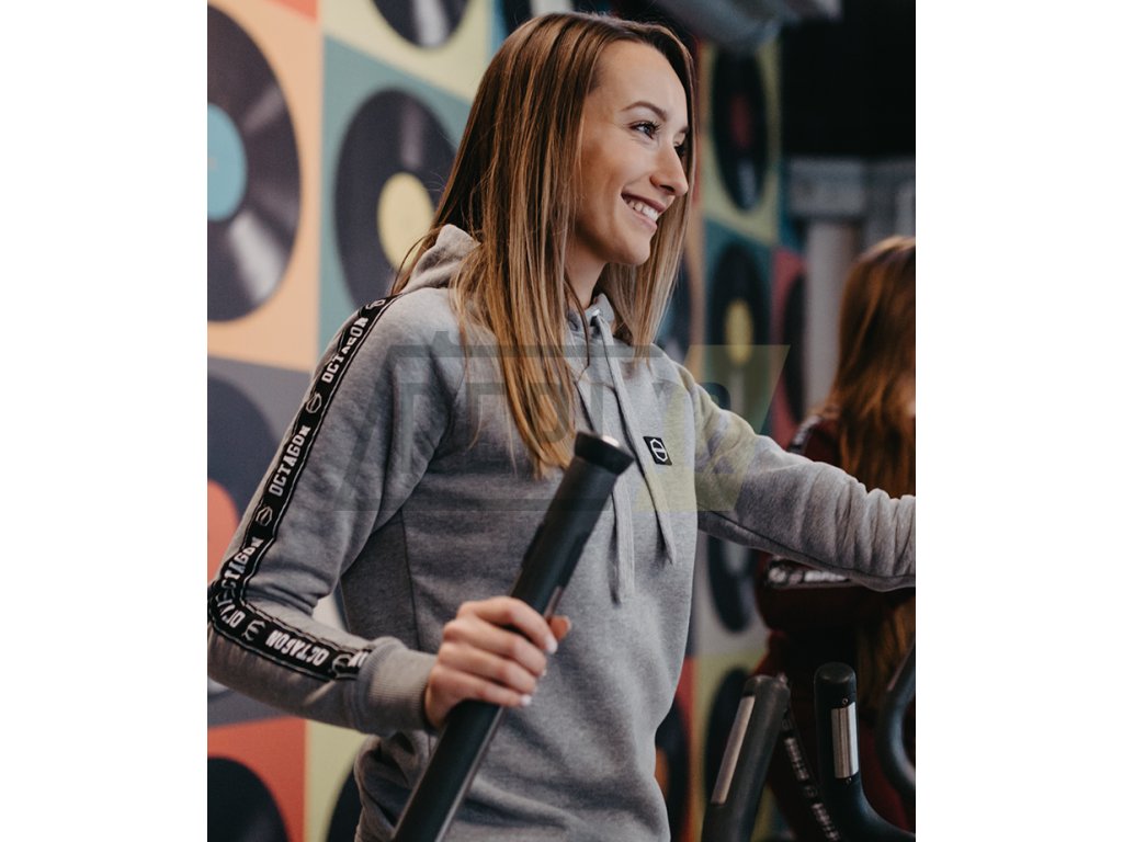 Mikina dámská Octagon "STRIPE" šedá s kapucí