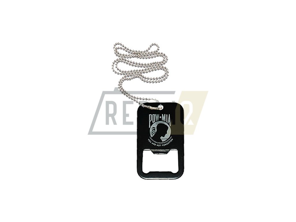 Přívěšek na krk DOG TAG s otvírákem na lahve POW/MIA