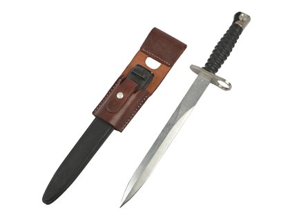 Bajonet švýcarský M57 s koženým závěsníkem použitý  + Doprava zdarma na další nákup