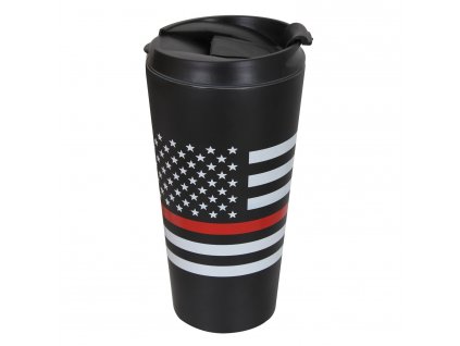Hrnek termo VLAJKA USA červená linka ČERNÝ