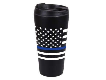 Hrnek termo VLAJKA USA modrá linka ČERNÝ