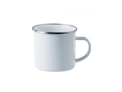 Hrnek smaltovaný 350ml BÍLÝ nerezový lem