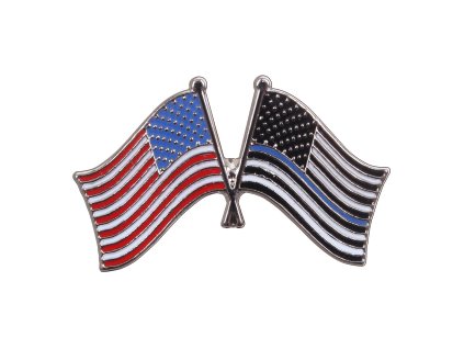Odznak vlajka USA barevná a s modrou linkou