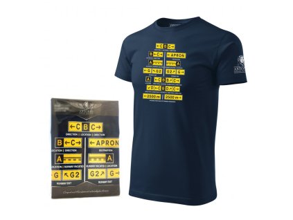 Triko s dopravním značením na letišti MARKING MODRÉ (velikost L)