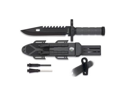 Nůž SURVIVAL s vybavením ČERNÝ